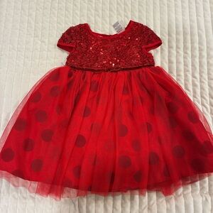 Blueberi Boulevard Red Polka Dot Tulle Dress 2t